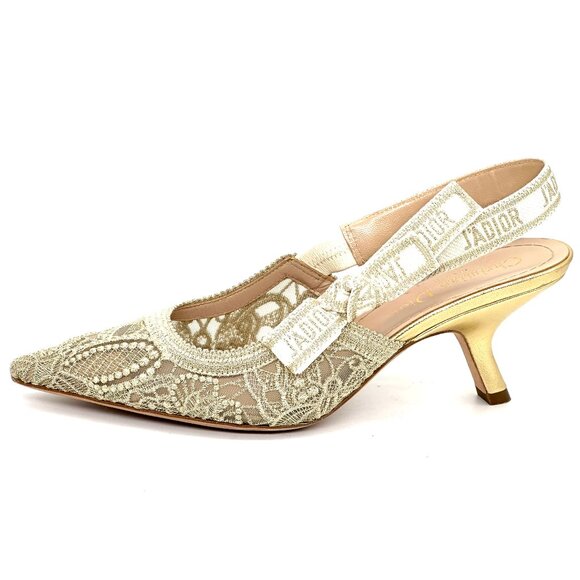 DIOR J'ADIOR Butterfly Macrame Embroidered Slingback Sandals Heels Pumps - Picture 2 of 15